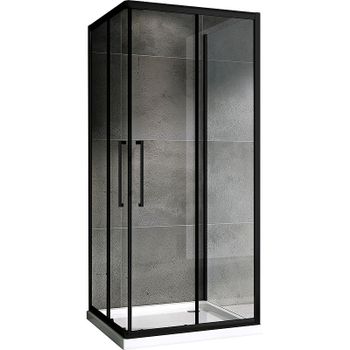 Душевой уголок Abber Schwarzer Diamant 80x80 AG02080BH-S80Bб профиль Черный стекло прозрачное — фото 1, Квадратные душевые уголки