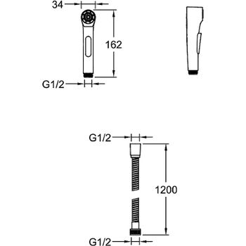 Гигиенический душ со смесителем Jacob Delafon Elate E25838-CP Хром — фото 7, Гигиенические души