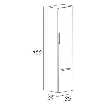 Шкаф пенал Cezares Urban 35 55182 подвесной Frassino scuro — фото 4, Пеналы для ванной комнаты