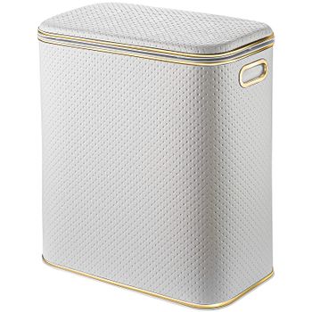Корзина для белья Geralis PWG-M Punto Белая, кант Золото, малая — фото 1, Корзины для белья
