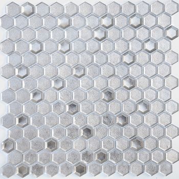 Стеклянная мозаика Caramelle mosaic Alchimia Argento grani hexagon 30x30 см — фото 1, Мозаика