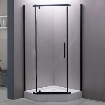 Душевой уголок Esbano ESR-7170B 100x100 ESUGR7170B профиль Черный матовый стекло прозрачное — фото 1, Душевые уголки трапеция