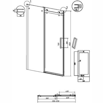 Душевая дверь Grossman Classic 120 100.K33.04.120.42.00 профиль Графит сатин стекло прозрачное — фото 11, Раздвижные душевые двери