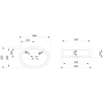 Раковина-чаша Abber Stein 60 AS2605 Белая матовая — фото 6, Раковины накладные