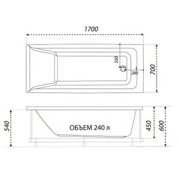Акриловая ванна Triton 1ACReal Тори 170х70 Щ0000042932 без гидромассажа — фото 6, Акриловые ванны