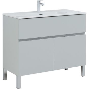 Тумба под раковину Aquanet Алвита New 100 277556 Серая матовая — фото 1, Тумбы под раковину