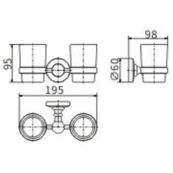 Стакан для зубных щеток CeramaLux Caps 51303 двойной Хром — фото 2, Стаканы для зубных щеток