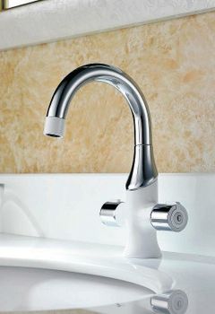 Смеситель для раковины Gappo G49 G1049 Белый Хром — фото 3, Смесители для раковины