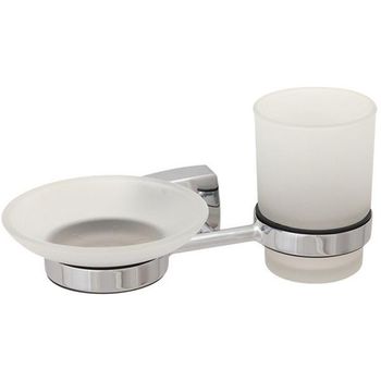 Стакан для зубных щеток с мыльницей Fixsen Kvadro FX-61306+08 Хром — фото 1, Стаканы для зубных щеток