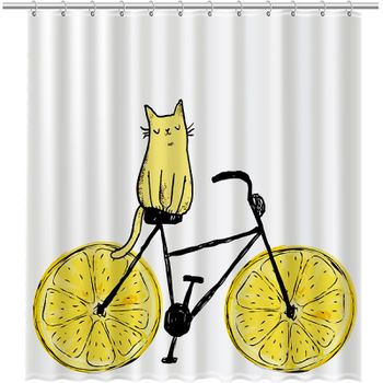 Шторка для ванны Fixsen Design Cat FX-2515 180х200 Белая Желтая — фото 1, Шторы для ванной