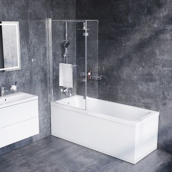 Шторка на ванну Damixa Skyline 80х140 DX35WBS-D7W1-150MT профиль Хром стекло прозрачное — фото 1, Шторки для ванной распашные