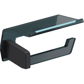 Держатель туалетной бумаги Sonia Luce 182473 с полкой Черный матовый — фото 1, Держатели туалетной бумаги