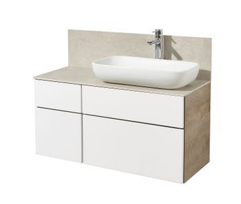 Тумба под раковину Aquaton Мишель 100 1A244101MIX40 подвесная Дуб эндгрейн Белая — фото 4, Тумбы под раковину