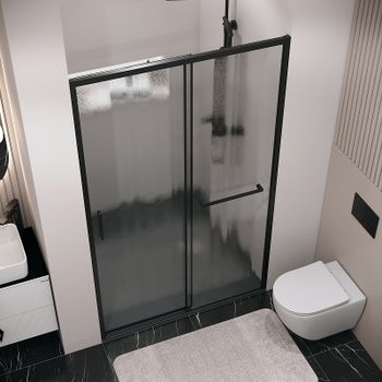 Душевая дверь Grossman Style 110 100.K33.05.110.21.02 профиль Черный матовый стекло шиншилла — фото 4, Раздвижные душевые двери