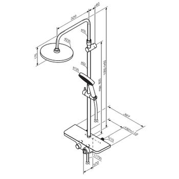 Душевая система Damixa Apollo 947760300 с термостатом Черная матовая — фото 7, Душевые стойки