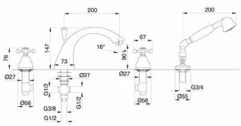 Смеситель на борт ванны Migliore Lady 18850 Золото — фото 2, Смесители на борт ванны