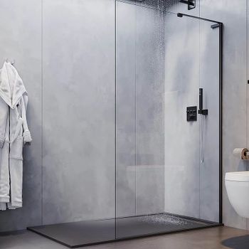 Душевая перегородка Veconi Korato KR-77B 70 KR77B-70-01-C8 профиль Черный матовый стекло прозрачное — фото 1, Душевые перегородки