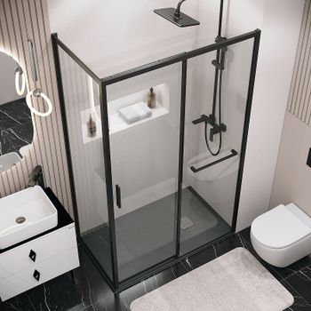 Душевая стенка Grossman Style 80 200.K33.05.80.21.00 профиль Черный матовый стекло прозрачное — фото 3, Боковые стенки