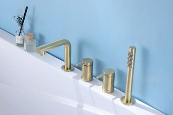 Смеситель на борт ванны Abber Emotion AF8813G Золото матовое — фото 2, Смесители на борт ванны