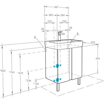 Тумба под раковину Aquaton Кантри 60 1A257401AHB20 Белая глянцевая Дуб верона — фото 8, Тумбы под раковину