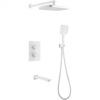 Душевая система Abber Weiss Insel AF8050W с термостатом Белая — фото 1, Встраиваемые душевые комплекты