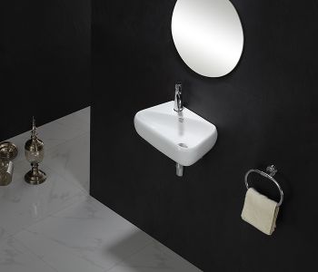 Раковина CeramaLux 45 9275R Белая — фото 2, Раковины подвесные