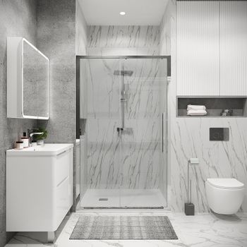 Душевая дверь Grossman Cosmo 100 100.K33.02.100.10.00 профиль Хром стекло прозрачное — фото 1, Раздвижные душевые двери