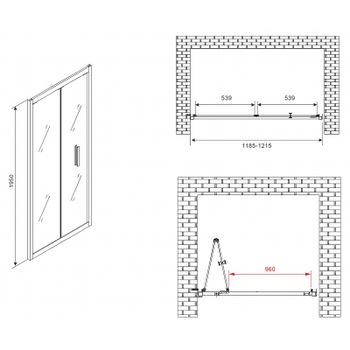 Душевая дверь Abber Sonnenstrand 120 AG07120B профиль Черный стекло прозрачное — фото 5, Складные душевые двери