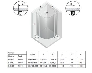 Душевой уголок New Trendy New Soleo Black 100х100 K-0540 профиль Черный стекло прозрачное — фото 8, Душевые уголки четверть круга
