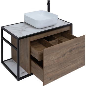 Тумба под раковину Aquanet Nova Lite Loft 90R 261659 подвесная Дуб рустикальный — фото 8, Тумбы под раковину