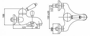 Смеситель на борт ванны Cezares Vintage VINTAGE-PBVM-02-Sw Бронза — фото 2, Смесители на борт ванны