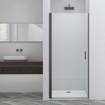 Душевая дверь Vincea Alpha 90 VDP-3AL900CLGM профиль Вороненая сталь стекло прозрачное — фото 1, Распашные душевые двери