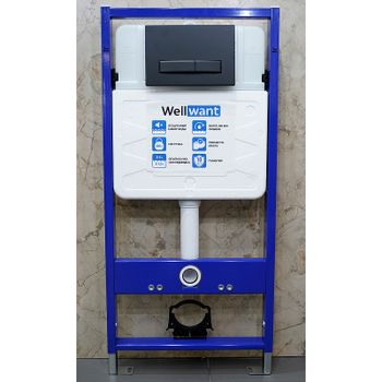Комплект унитаза AQUAme AQM2004 с инсталляцией WellWant Standart 50 WWISI111BB с сиденьем Микролифт и Черной матовой клавишей смыва — фото 7, Комплекты унитаз + инсталляция