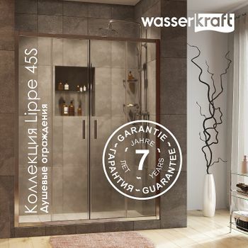 Душевой уголок WasserKRAFT Lippe 90x90 45S03 профиль Хром стекло прозрачное — фото 6, Квадратные душевые уголки