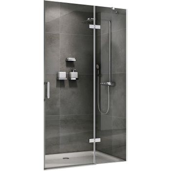 Душевая дверь Abber Zart 90 AG08090 профиль Хром стекло прозрачное — фото 1, Распашные душевые двери