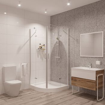 Душевой уголок Niagara Nova 100х100 NG-6616-08 профиль Хром стекло прозрачное — фото 1, Душевые уголки четверть круга