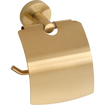 Держатель туалетной бумаги Bemeta Sablo 160112010 с крышкой Золото матовое — фото 1, Держатели туалетной бумаги