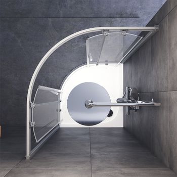 Душевой уголок AM.PM Gem W90G-401-090WT Профиль матовый хром, стекло прозрачное — фото 4, Душевые уголки четверть круга