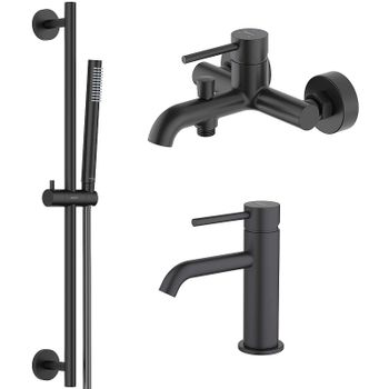 Комплект смесителей Aquatek Европа AQ1330MB Черный матовый — фото 1, Готовые комплекты для ванной комнаты