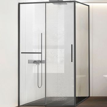 Душевой уголок Vincea Slim Soft 140x100 VSR-1SS1014CLGM профиль Вороненая сталь стекло прозрачное — фото 1, Прямоугольные душевые уголки