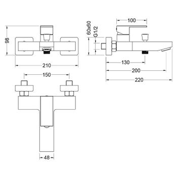 Комплект смесителей Aquatek Либра AQ1630MB Черный матовый — фото 6, Готовые комплекты для ванной комнаты