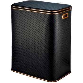 Корзина для белья Geralis PBG-S Punto Черная, кант Золото, большая — фото 1, Корзины для белья