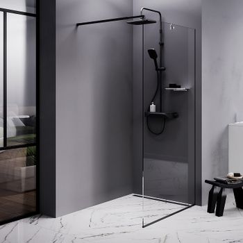 Душевая перегородка AM.PM Func 100 W84WI-100-F1-BTE профиль Черный стекло прозрачное — фото 1, Душевые перегородки