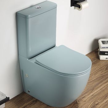 Унитаз компакт CeramaLux 2166XMLG Зеленый матовый с бачком и сиденьем Микролифт — фото 1, Напольные унитазы