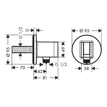 Шланговое подключение Hansgrohe FixFit S 26888340 Шлифованный черный хром — фото 2, Шланговые подключения