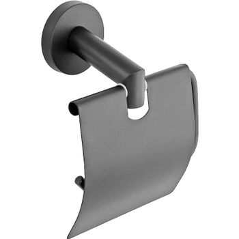 Держатель туалетной бумаги Remer Guest GS60CFP с крышкой Черный брашированный хром — фото 1, Держатели туалетной бумаги