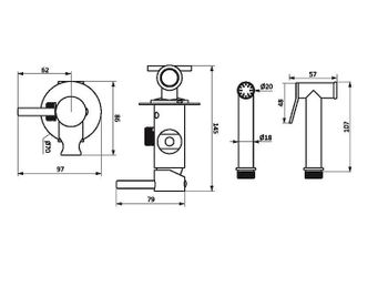 Гигиенический душ со смесителем Damixa Option 217000000 Черный матовый — фото 9, Гигиенические души