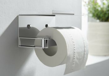 Держатель туалетной бумаги Schein 9356CH с полкой Хром — фото 4, Держатели туалетной бумаги