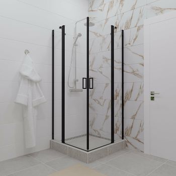 Душевой уголок Triton Тау-Блэк 90х90 Щ0000054036 профиль Черный стекло прозрачное — фото 2, Квадратные душевые уголки