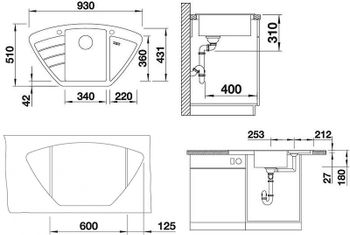 Кухонная мойка Blanco Zia 9 E 514758 Белая — фото 2, Кухонные мойки